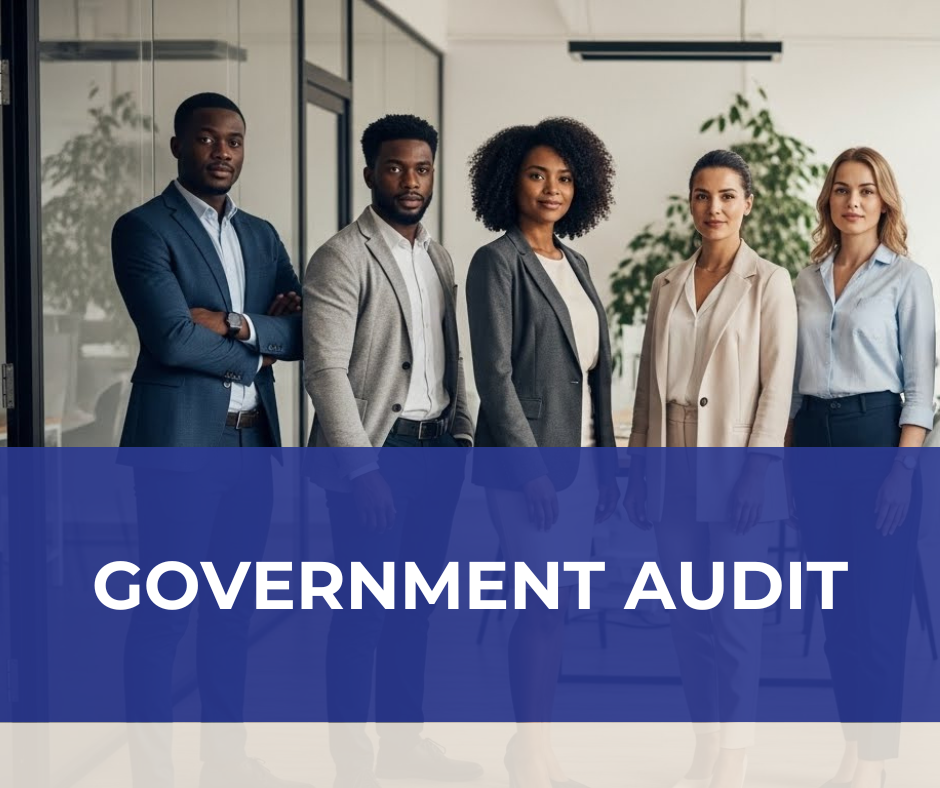 diverse group of professionals performing a government audit for taje consulting llc